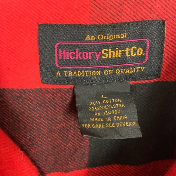 Hickory Shirt Co. Buffalo lumberjack red black plaid button flannel shirt Sz  L - Picture 7 of 13